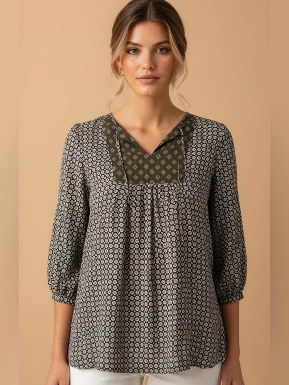 Kut From The Kloth 3/4 Sleeve Lightweight Boho Blouse Size L